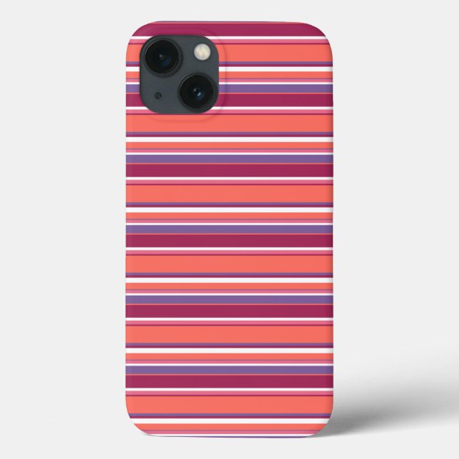 Living coral, red and violet stripes Case-Mate iPh iPhone Case (Back)