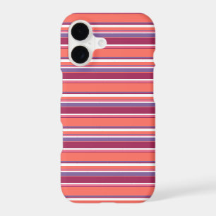 Living coral, red and violet stripes iPhone 17 case