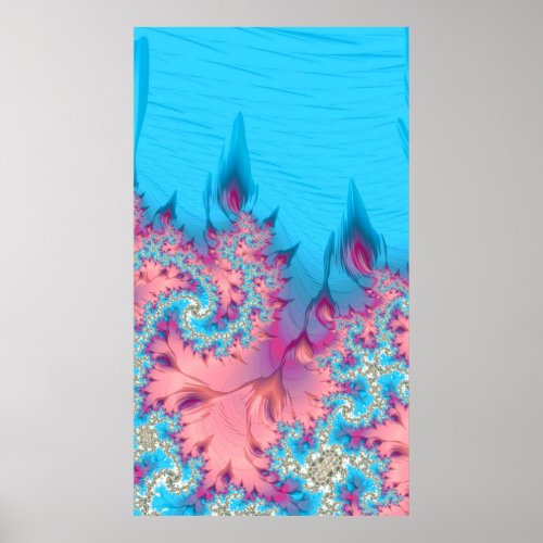 Living Coral Reef Fractal Ocean Abstract Poster