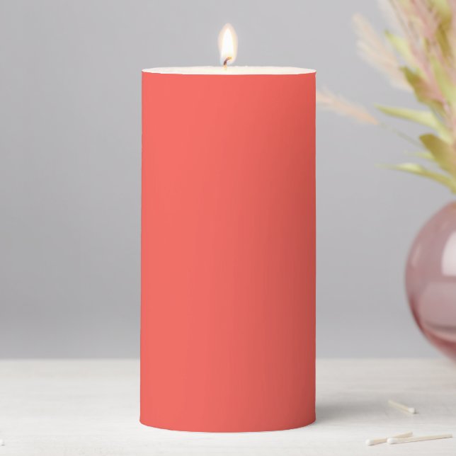 Living Coral Solid Color  Pillar Candle (In Situ)