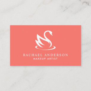 Living Coral Swan Logo Minimalist Business Card