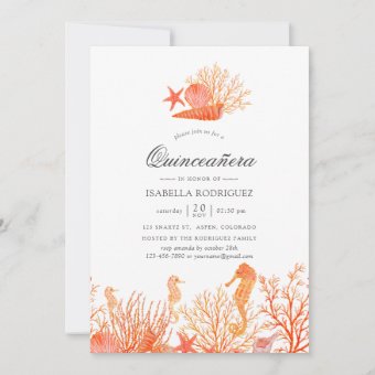 Living Coral Under the Sea Quinceañera Invitation | Zazzle