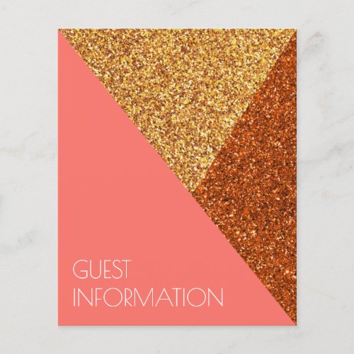 Living Coral Wedding Guest Info Minimalist Bling