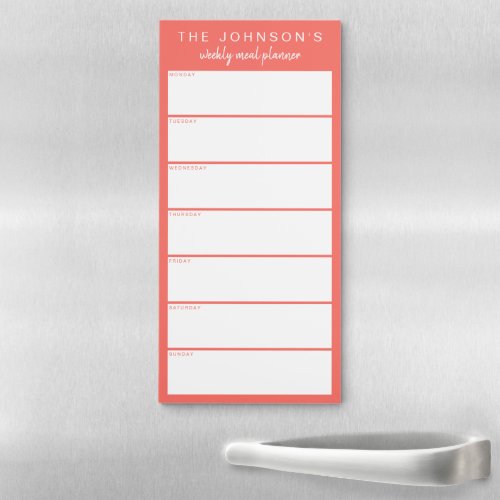 Living Coral Weekly Meal Planner Magnetic Notepad