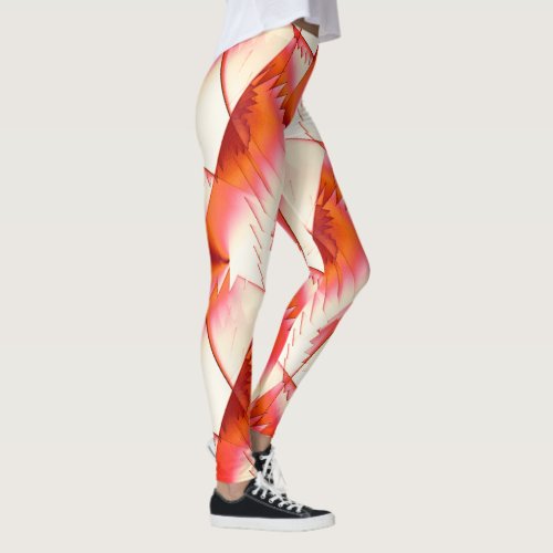 Living coral zigzag or digital saws under the sun leggings