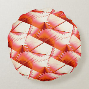 Living coral zigzag or digital saws, under the sun round pillow
