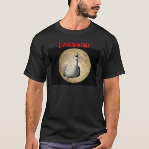 Living Dead Gull Zombie Seagull and Moon T_Shirt