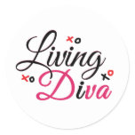 Living Diva in Red Classic Round Stickers