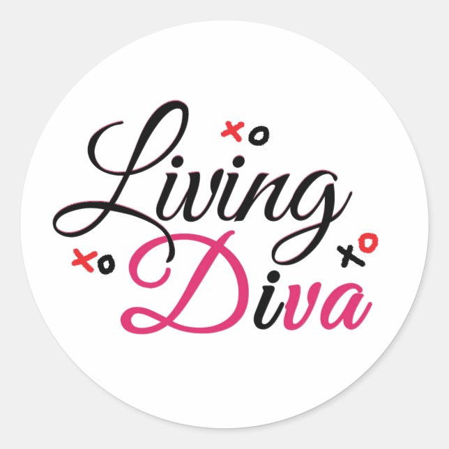 Living Diva in Red Classic Round Stickers (Front)
