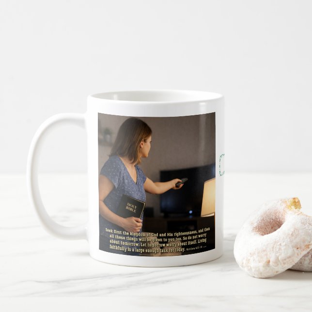 Living faithfully is enough coffee mug (With Donut)