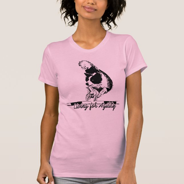 Living For Agility Border collie Jumping T-Shirt (Front)