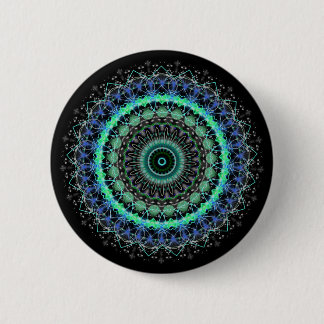 Living Green Mandala kaleidoscope button pin