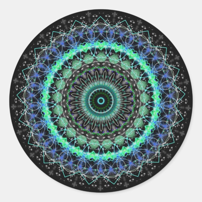Living Green Mandala kaleidoscope stickers (Front)