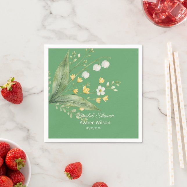 Living Green with Yellow and White Floral Shower Napkins (Insitu)