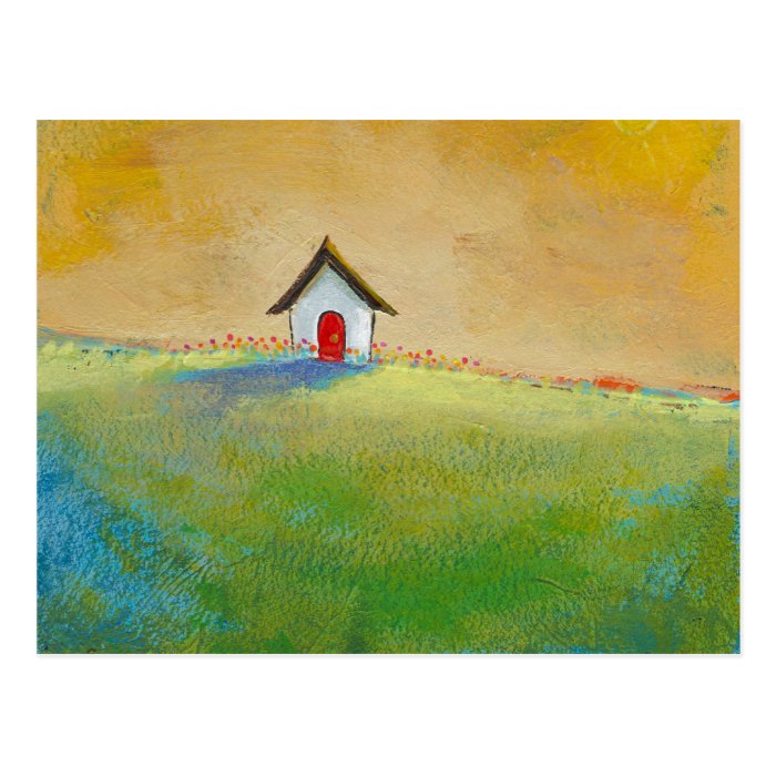 Living in Color   happy little landscape painting Post Card