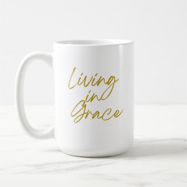 Living in Grace Classic Mug, 15 oz Coffee Mug (Left)