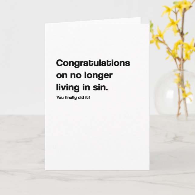 Living in Sin Funny Wedding Card (Yellow Flower)