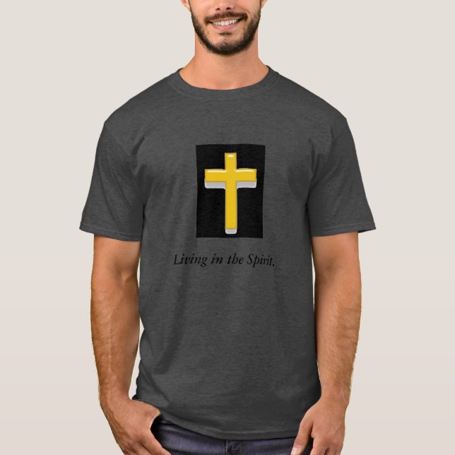 Living in the Spirit/ Cross Men's Ringer T-shirt (Front)