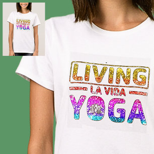 Living La Vida Yoga Pastel Rainbow on White T-Shirt