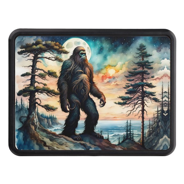 Living Large  Super sized Sasquatch on Mountain Hitch Cover (Front)