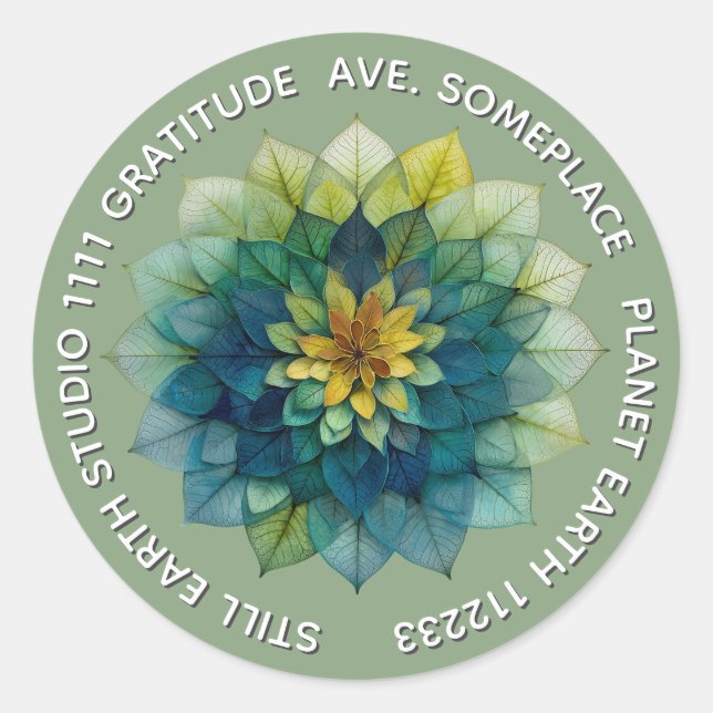 Living Leaves | Mandala Classic Round Sticker (Front)