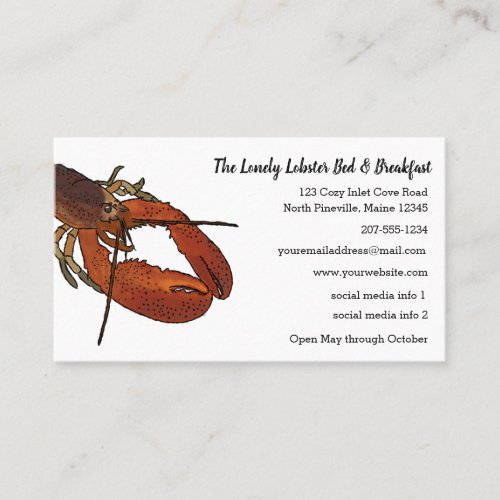 Living Lobster Illustration Restaurant Inn Shop Business Card