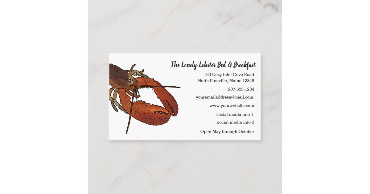 Living Lobster Illustration Restaurant, Inn, Shop Business Card | Zazzle