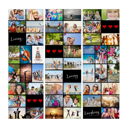 Living Loving  Laughing 48 Photo Collage Triptych