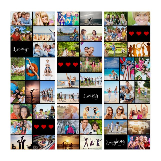 Living, Loving & Laughing 48 Photo Collage Triptych (Front)