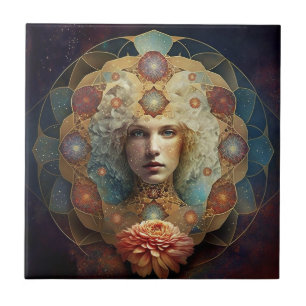 Living Mandala Visionary Art Ceramic Tile