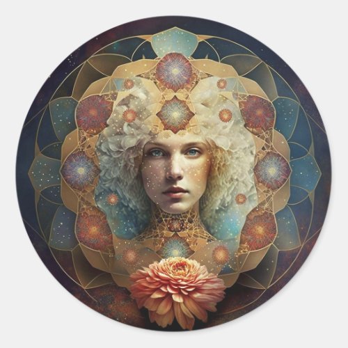 Living Mandala Visionary Art Classic Round Sticker