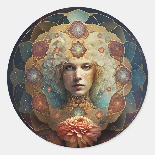 Living Mandala Visionary Art Classic Round Sticker (Front)