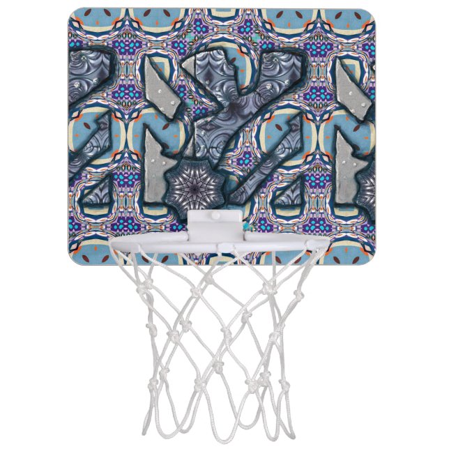 Living Metal No 2 Floral Cyberpunk Pattern Mini Basketball Hoop (Front)