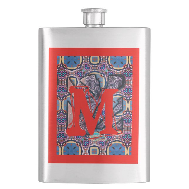 Living Metal Red Monogram Flask (Front)