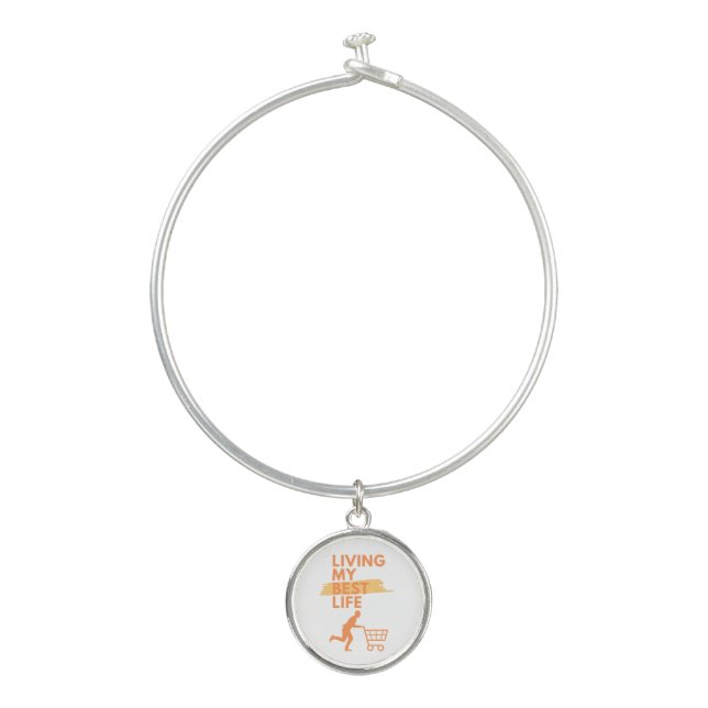 living my best life at shopint bangle bracelet (Front)