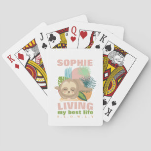 Living My Best Life Cute Sloth Funny Poker Cards
