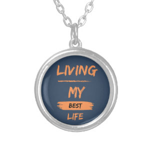 living my best life silver plated necklace