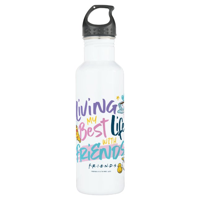 Living my Best Life with FRIENDS™ Stainless Steel Water Bottle (Front)