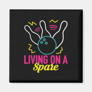 Living On A Spare Funny Bowling League Bowler Vint Magnet
