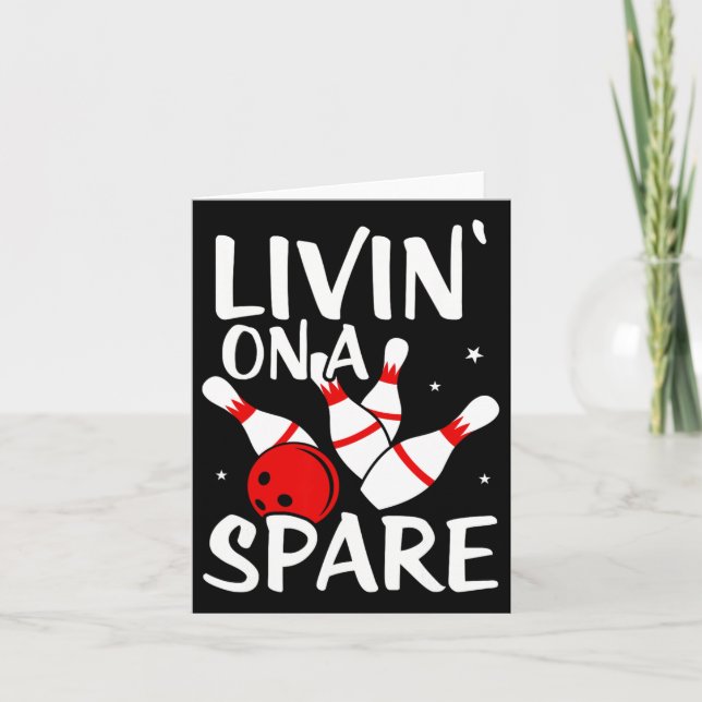 Living On A Spare Shirt Bowling League Team Shirt  Card (Front)