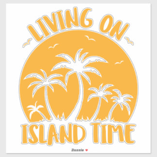 Living On Island Time Palm Trees And Sunset Sticker