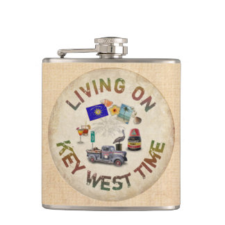 Living on Key West Time Hip Flask