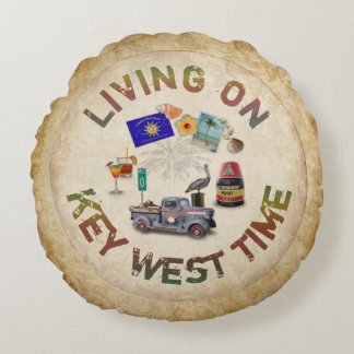 Living on Key West Time Round Pillow
