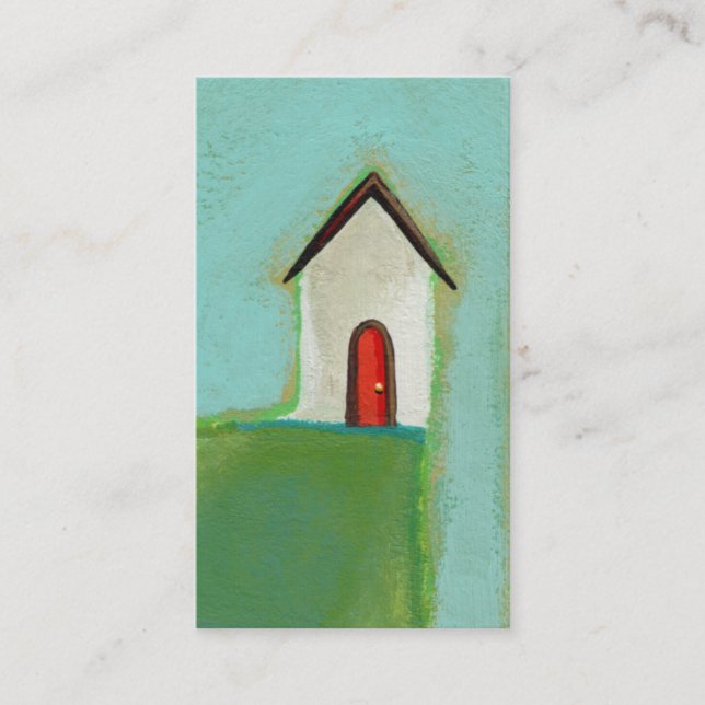 Living on the edge - fun little house art CUSTOM Business Card (Front)