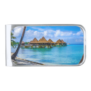 Living on the water silver finish money clip