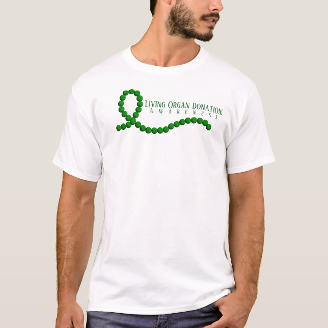 Living Organ Donation Awareness Green Ribbon Beads T-Shirt (Front)