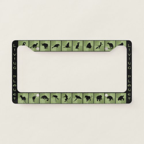 Living Planet animal silhouette pattern green blac License Plate Frame