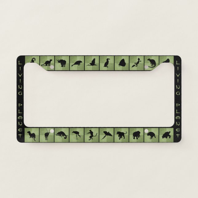 Living Planet animal silhouette pattern green blac License Plate Frame (Front)