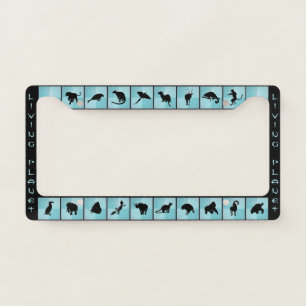 Living Planet animal silhouette pattern turquoise License Plate Frame