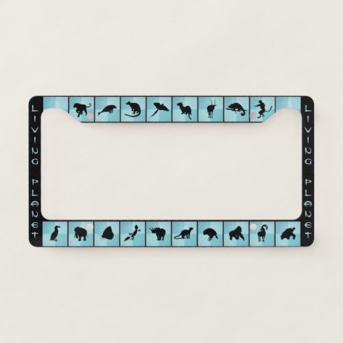 Living Planet animal silhouette pattern turquoise  License Plate Frame